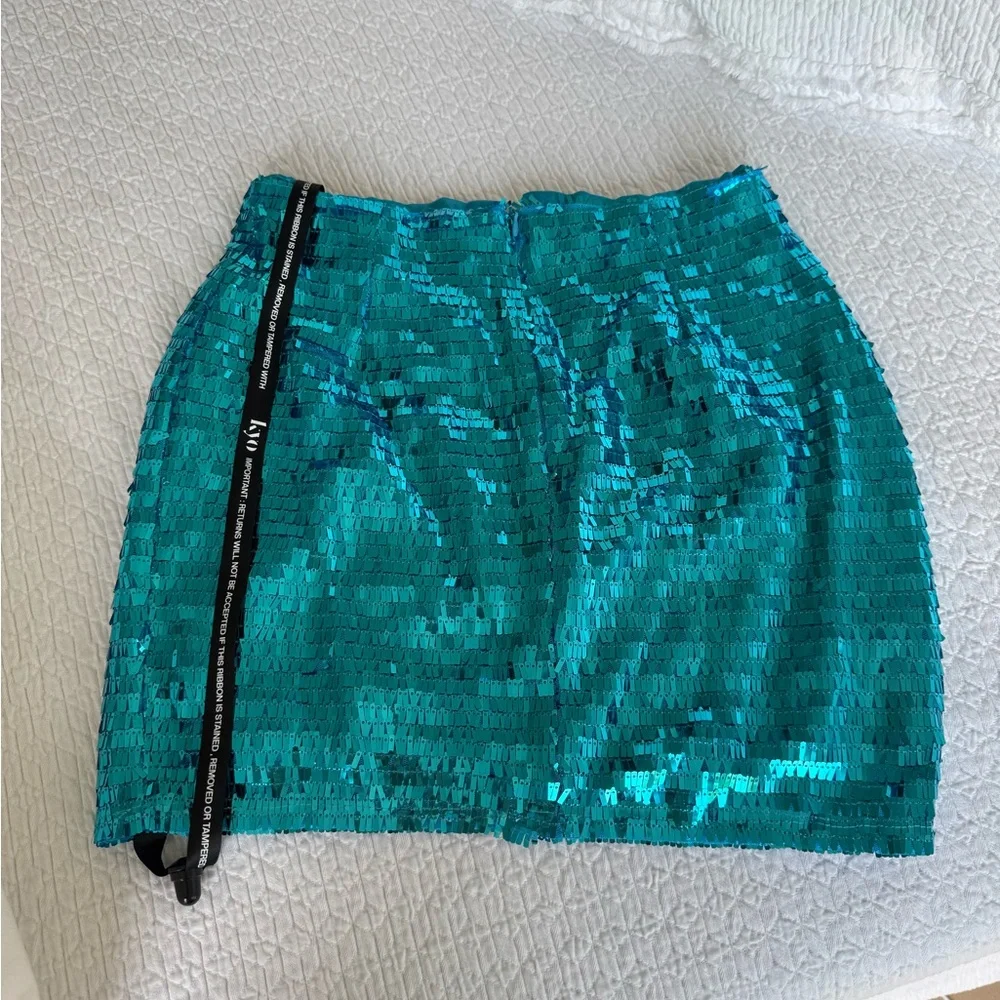 ASOS Teal Sequin Mini Skirt - Picture 5 of 6